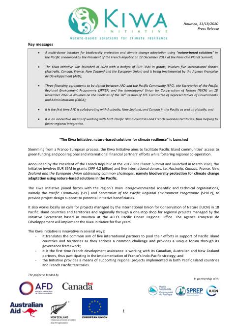 [ PRESS RELEASE ] - The Kiwa Initiative, nature-based solutions for climate resilience is launched