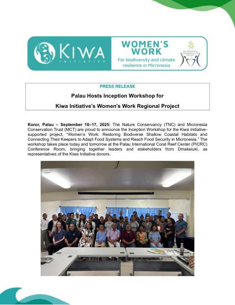 [ PRESS RELEASE ] Atelier de rcéation pour Kiwa WOMEN'S WORK à Palau - 16 Septembre 2025 - English only