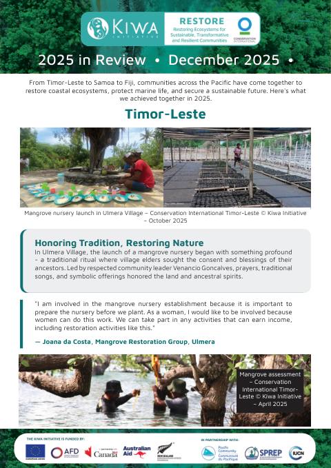 Kiwa RESTORE - Timor-Leste - Newsletter janvier 2026