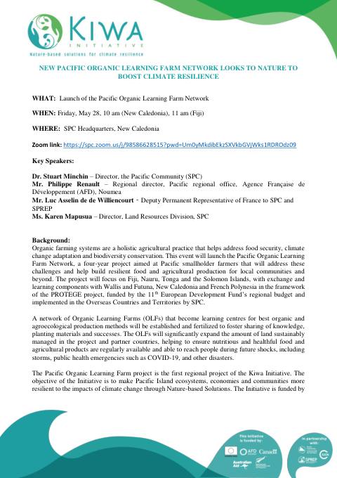 [ PRESS RELEASE ] - Kiwa Initiative signs its first regional project the Pacific Organic Learning Farms Network POLFN