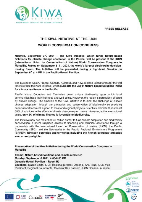 [ PRESS RELEASE ] - The Kiwa Initiative attends the IUCN World Conservation Congress