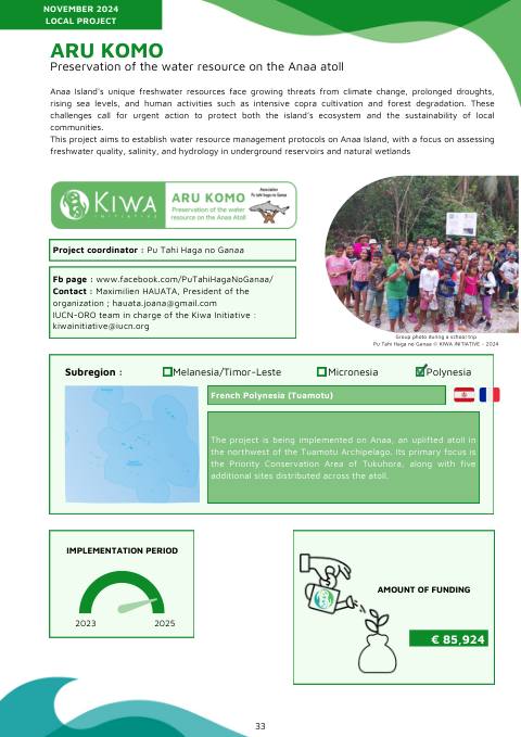 Kiwa Initiative - Local projects in FRENCH POLYNESIA