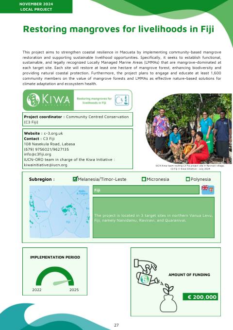 Kiwa Initiative - Local projects in FIJI