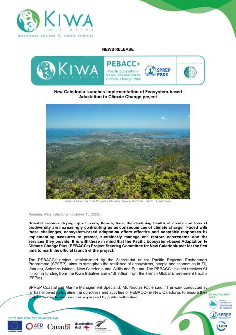 [ PRESS RELEASE ] - Kiwa Initiative PEBACC+ Launch in New Caledonia