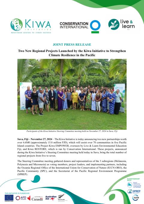 [ PRESS RELEASE ] - 2 new regional projects - Kiwa Initiative - 27 Nov 2024