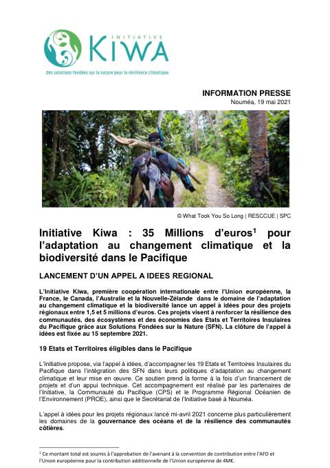 [ COMMUNIQUÉ DE PRESSE ] - 35 Millions d’euros pour l’adaptation au changement climatique et la biodiversité dans le Pacifique